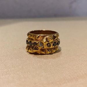 Henri Bendel Gold and Black Stacked Ring